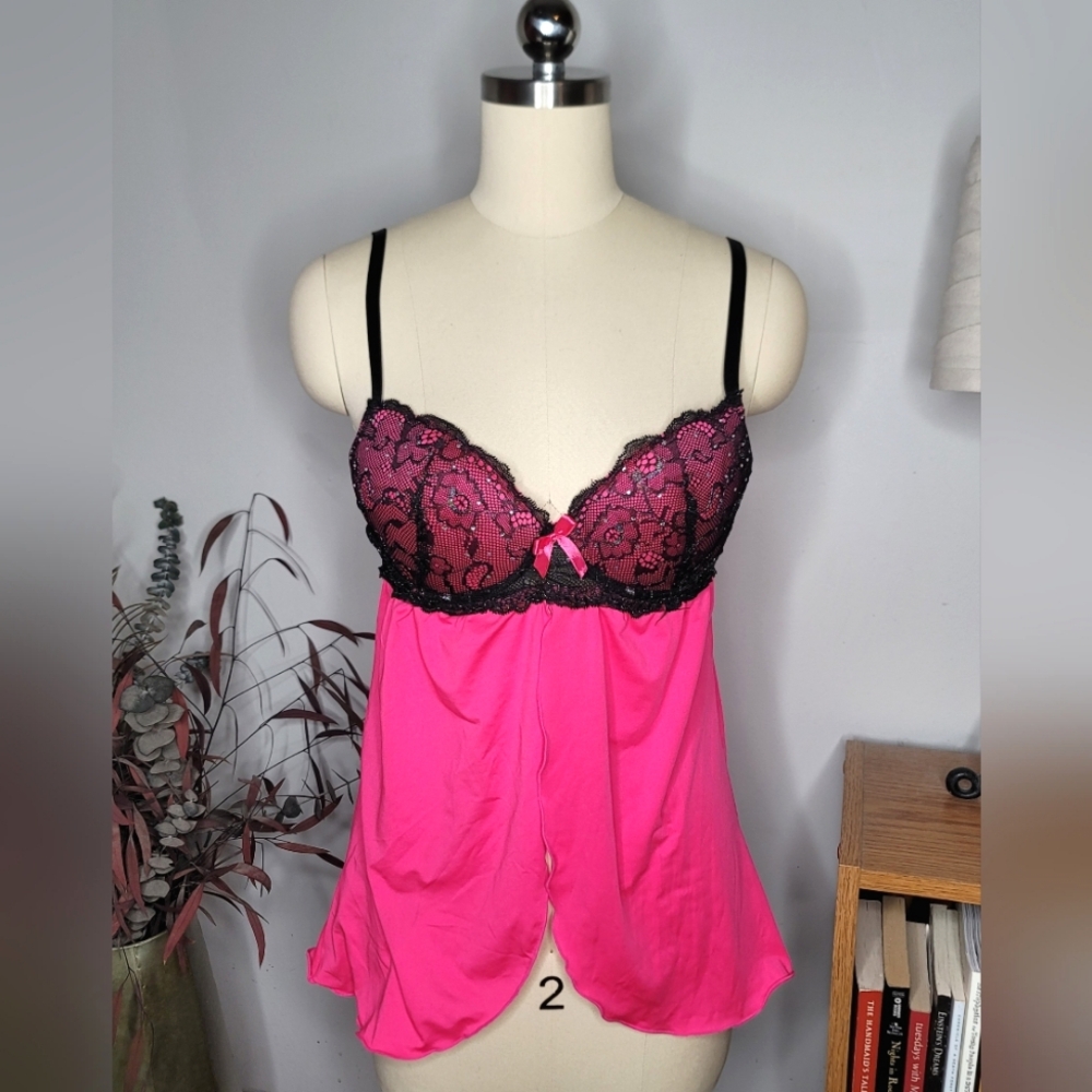 Hot Kiss Babydoll Lingerie Top Pink Size Medium